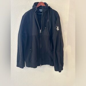 Vtg Ralph Lauren 1990’s Heavy Weight Nautical Hybrid Jacket With Hood xL  Black